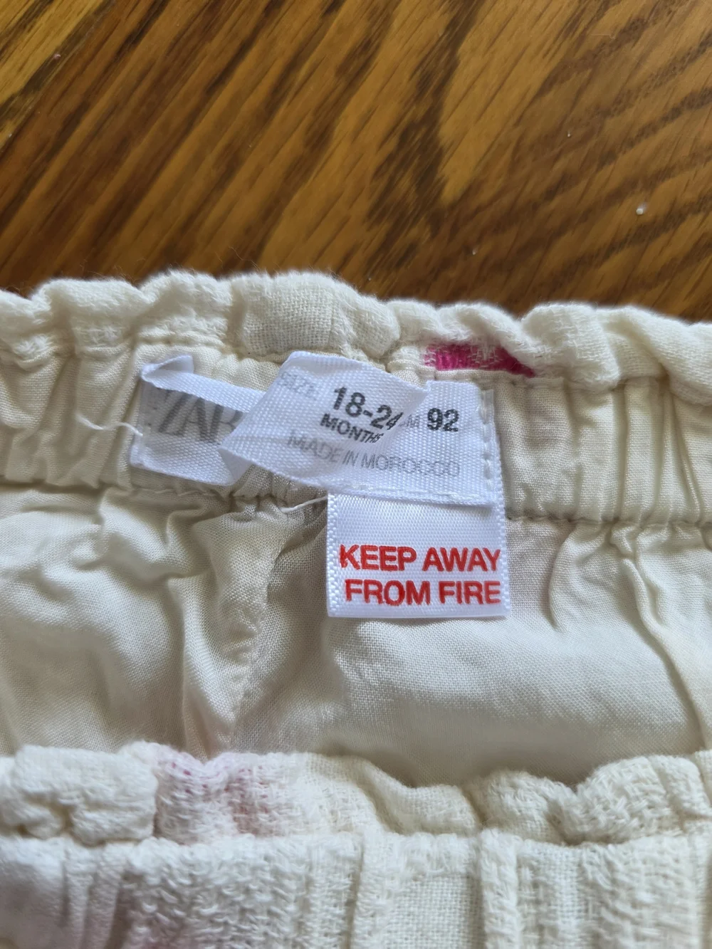 Zara White Shorts with Hot Pink Floral Embroidery